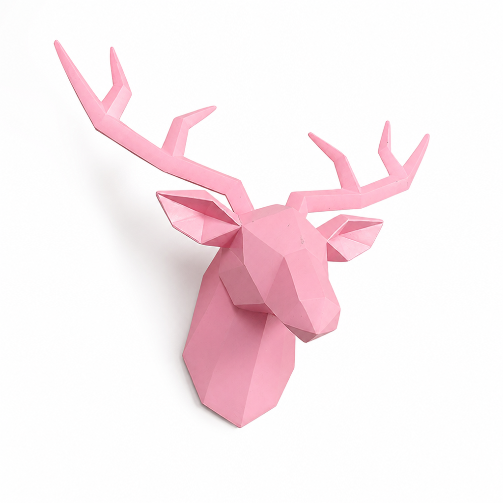 Abstract Geometric Resin Deer Head Wall Sculpture (3D)