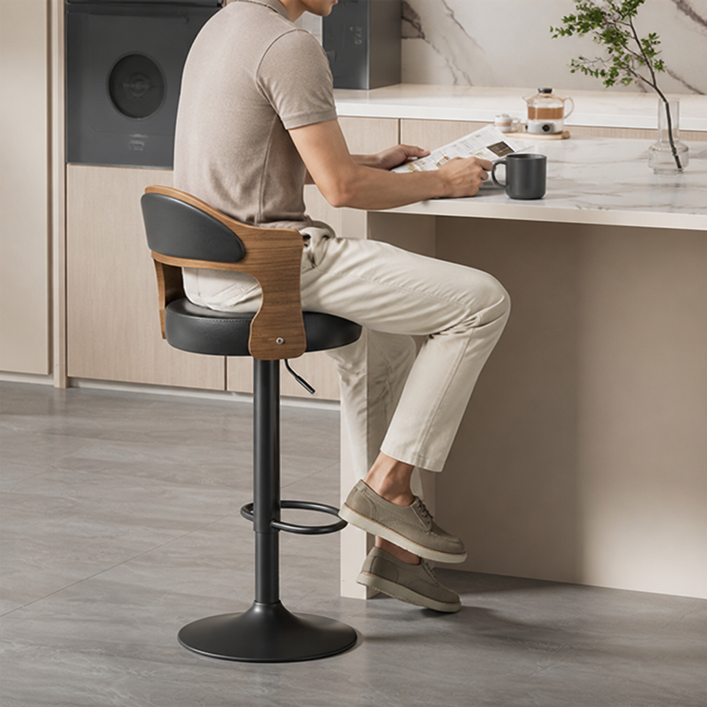 Adjustable Height Gas Lift Bar Stool With Backrest (63–83 cm)