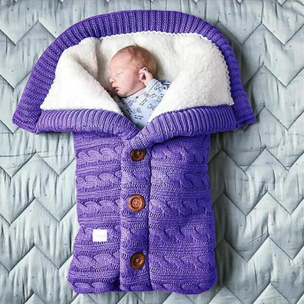 Baby Blanket Dual-Layer Swedish Fleece & Knitted Linen