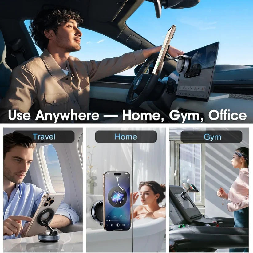 Car Phone Mount Magnetic 360° Rotation Suction & Adhesive