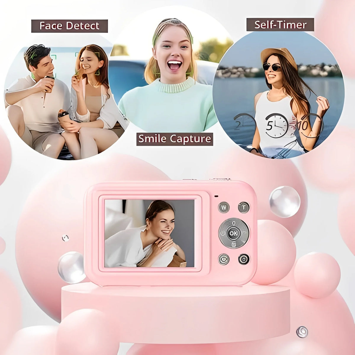 Digital Camera Retro-Inspired Photo & Video Built-In Screen