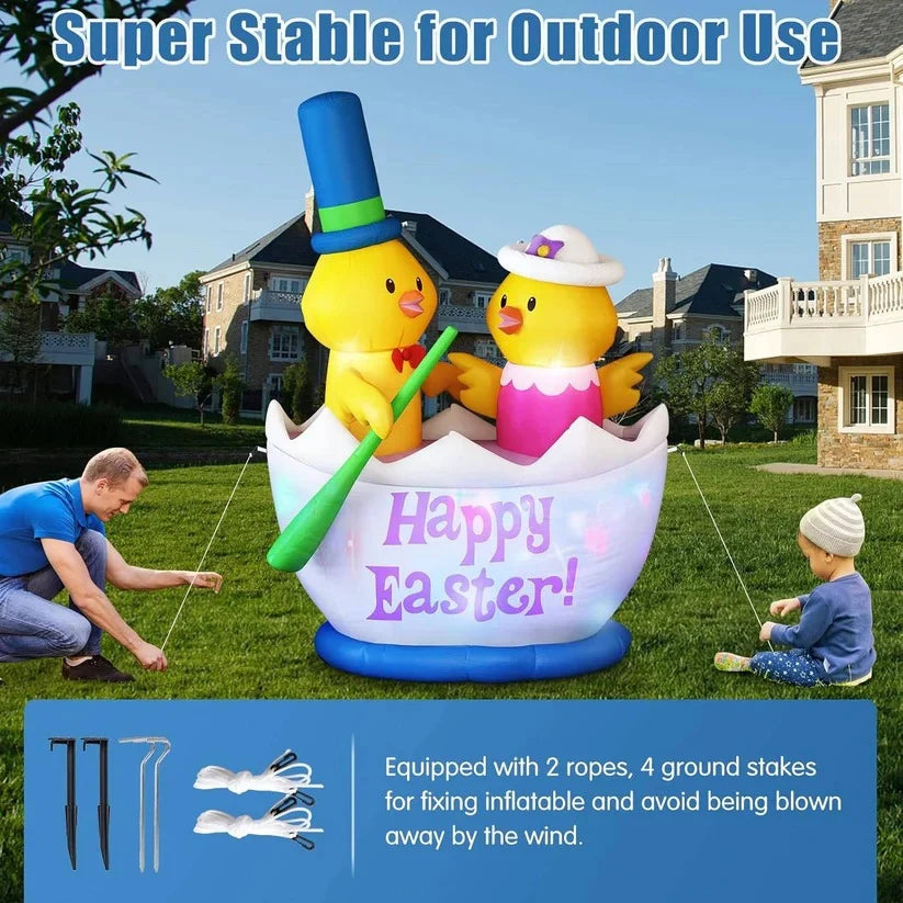 Easter Yard Inflatable 6 Foot Self-Inflating Color-Changing LEDs