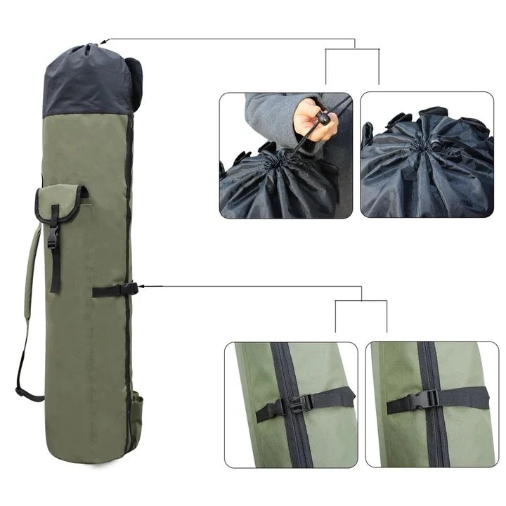 Fishing Rod & Tackle Bag Water-Resistant Collapsible Padded Strap