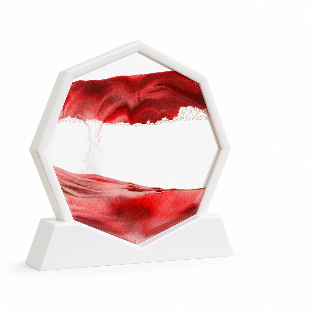 Flowing Hexagon Glass Sand Art Decor (12-Inch)