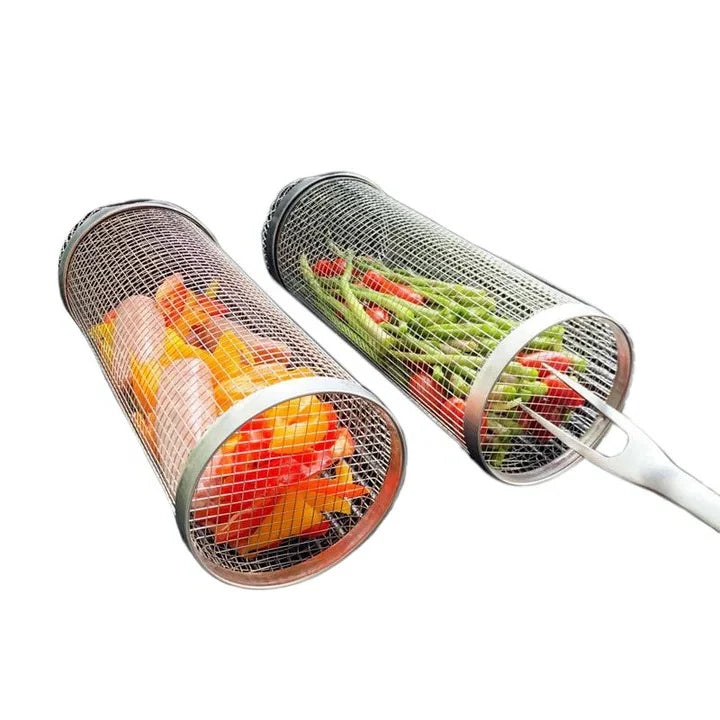 Grill Basket 360° Rotating Movable Door Stainless Steel