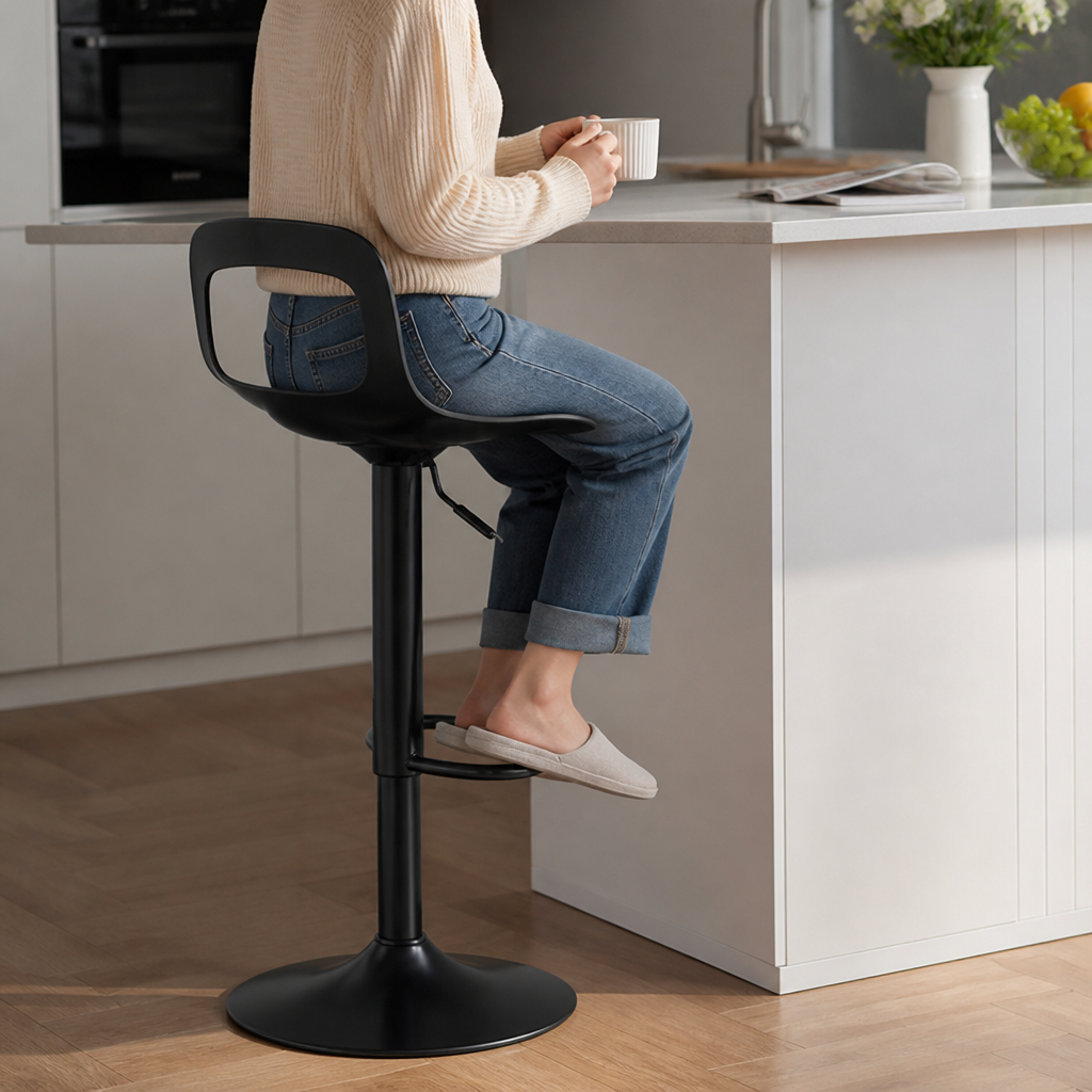 Height-Adjustable Gas-Lift Ergonomic Swivel Seat Bar Stool