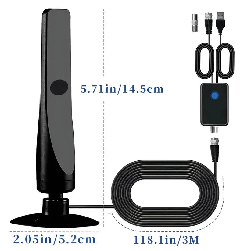 Indoor TV Antenna Amplified Flat Panel 16.4 Ft Cable