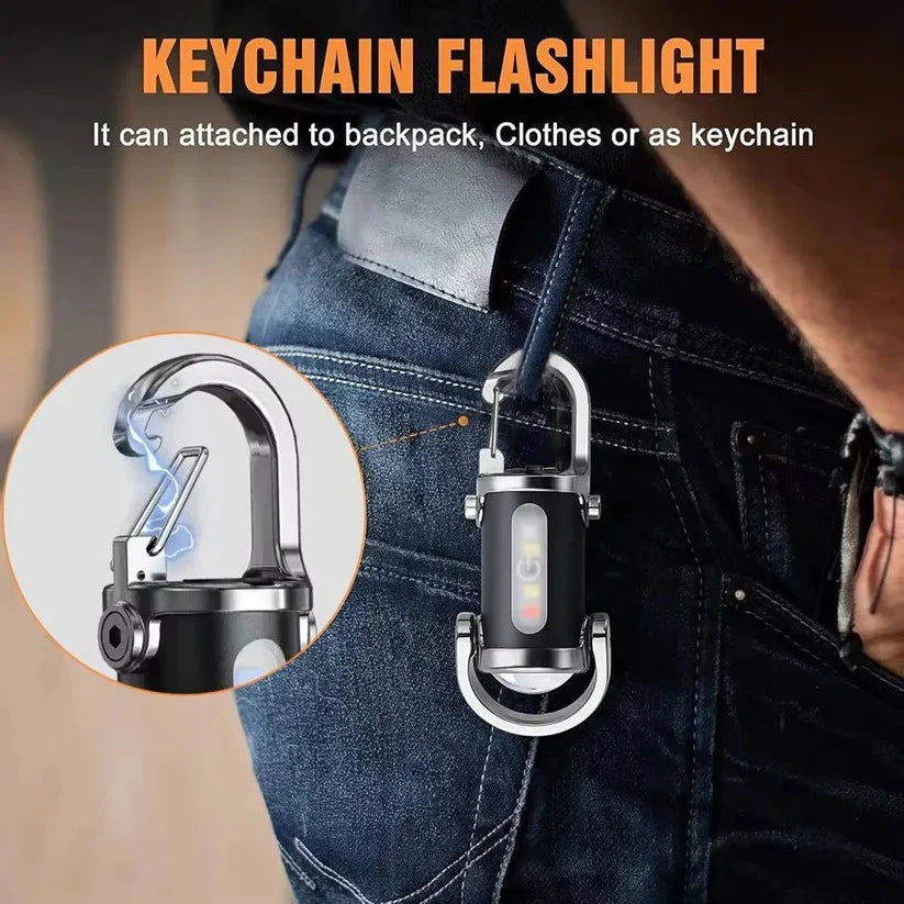 Keychain Flashlight Rechargeable COB & LED 8-Hour