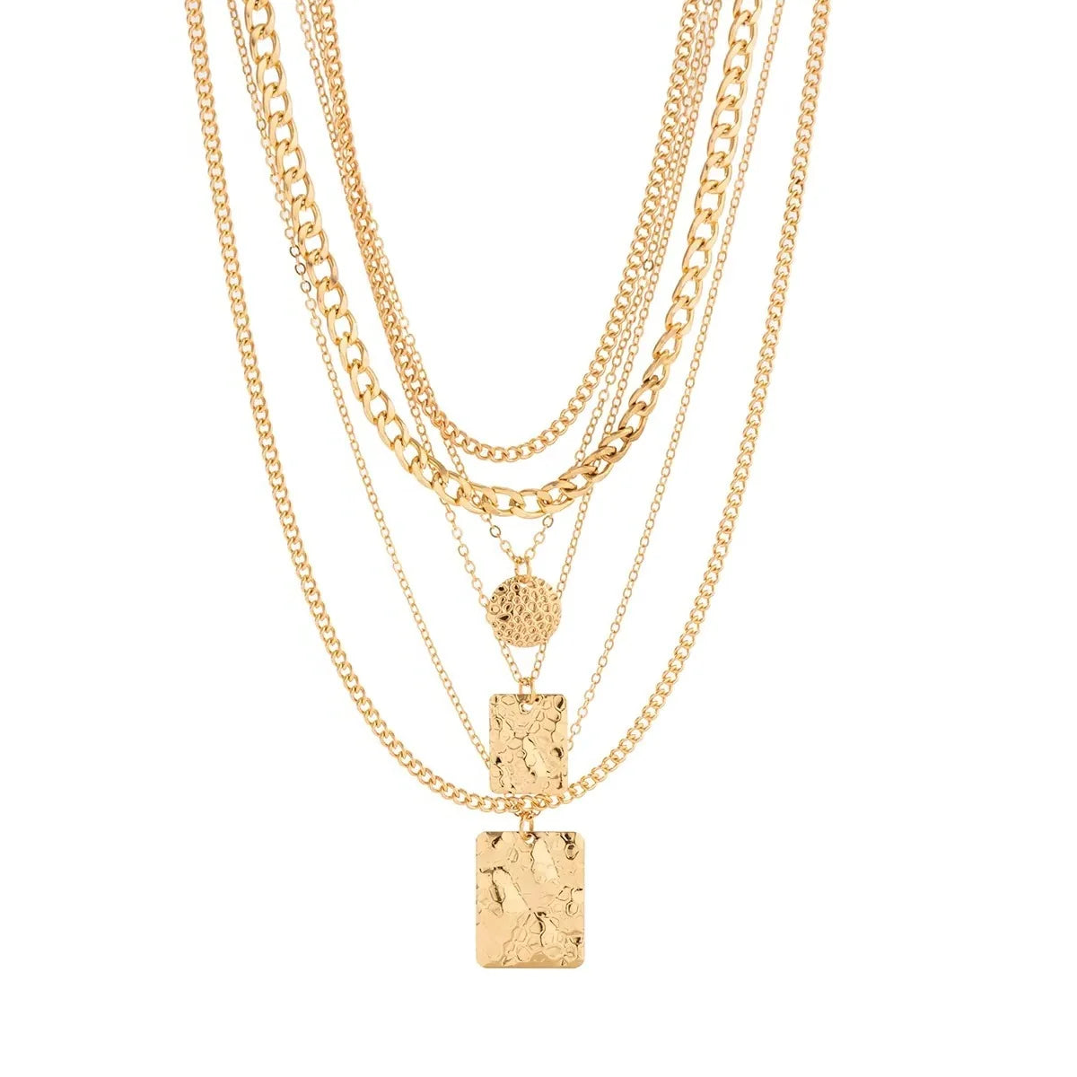 Layered Choker Necklace Set Six-Piece Adjustable Gold & Silver