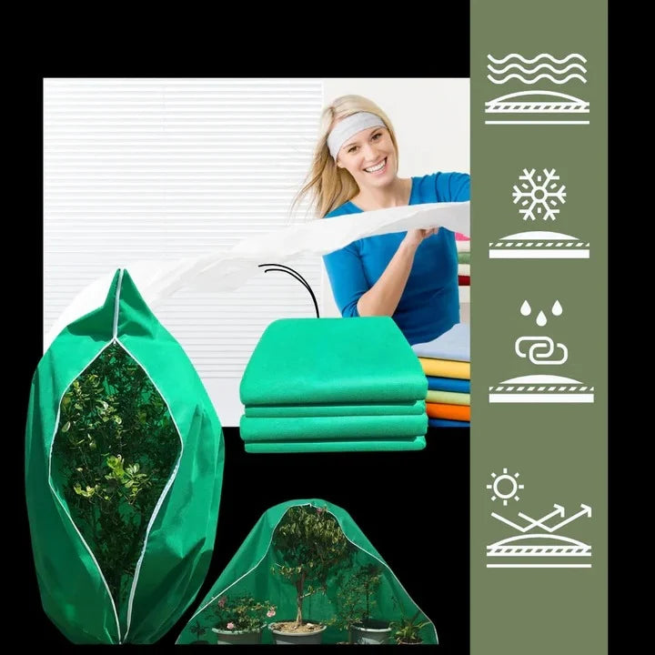Outdoor Plant Cover Frost Protection Breathable Zipper & Drawstring