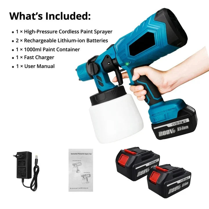 Paint Sprayer Cordless Adjustable Spray 33.8 Oz Canister