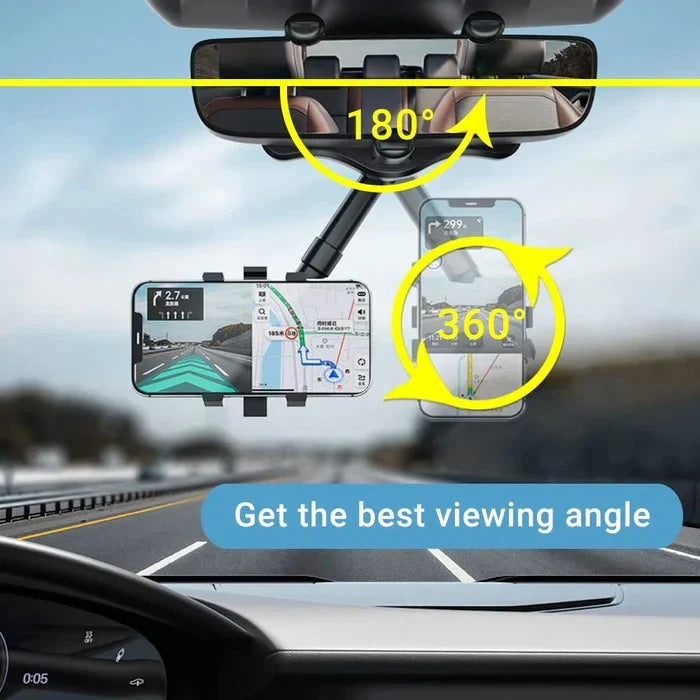 Rearview Mirror Phone Mount 360 Degree Clamp-On