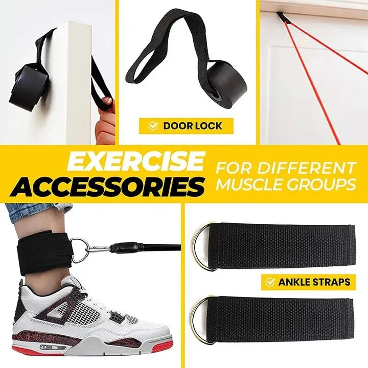 Resistance Band Set 11-Piece Adjustable TPE Foam Handles
