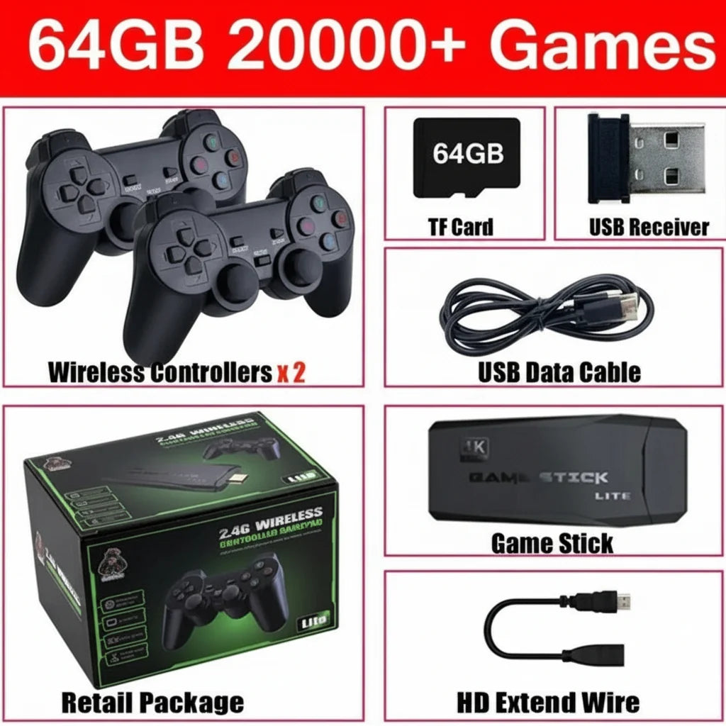 Retro TV Game Console Pre-Loaded 20,000 Games Wireless Controllers