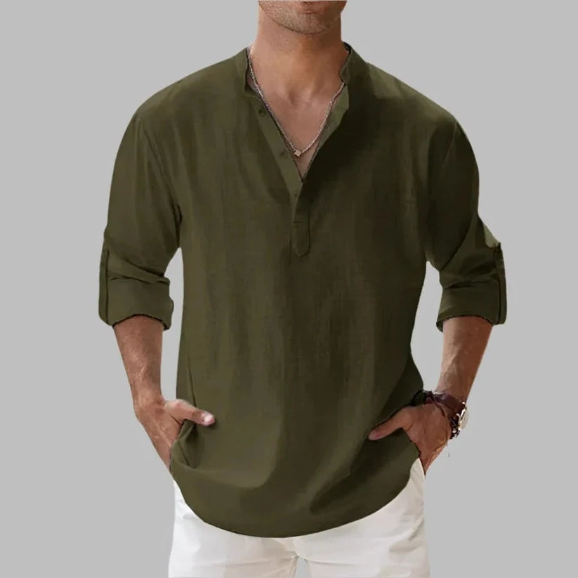 Shirt Linen Rollable Sleeves Relaxed Fit
