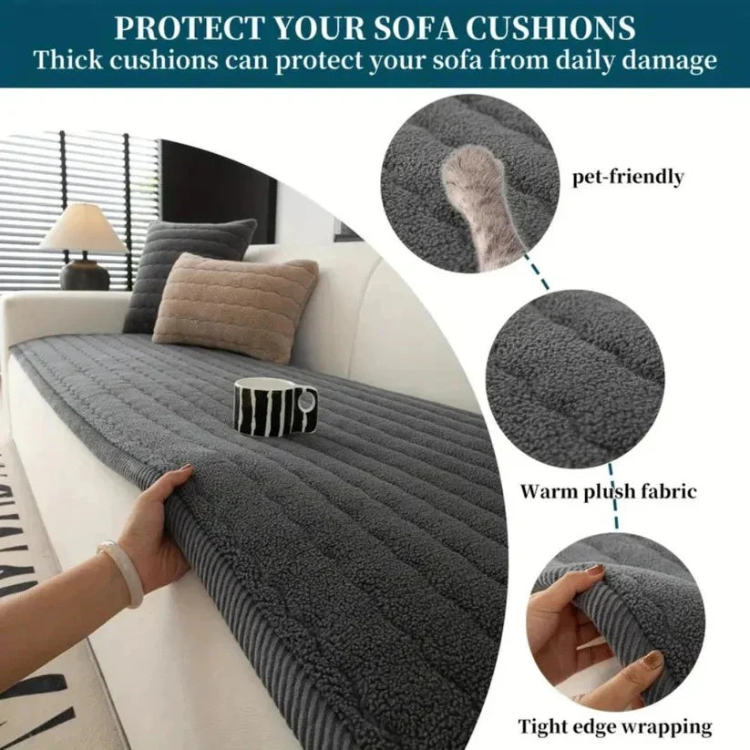 Sofa Slipcover Plush Microfiber Non-Slip Backing & Machine Washable