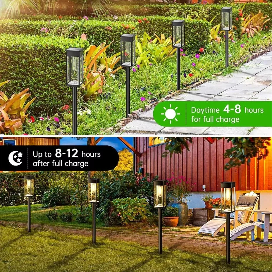 Solar Path Lights Automatic Sensor Weather-Resistant Set of 2
