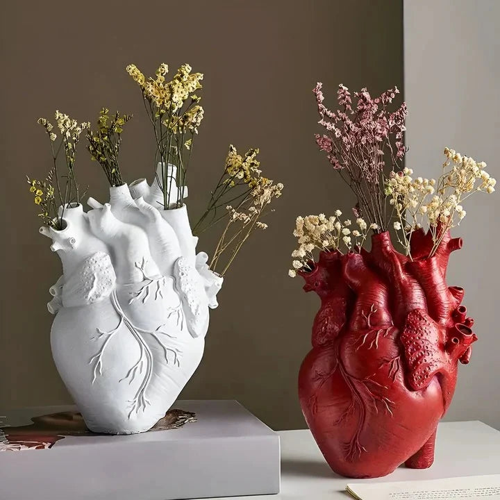 Vase Heart-Shaped Bamboo & Wood Water-Resistant