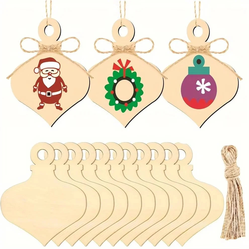 Wooden Heart Ornaments Smooth Unfinished Pre-Drilled Pack of 10