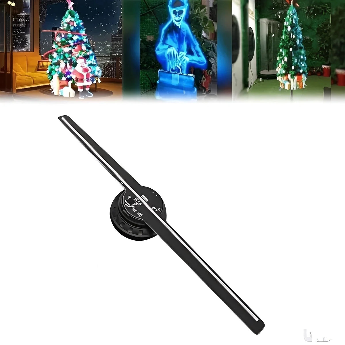 3D Hologram Fan Projector Ceiling-Mount Adjustable Brightness & Color