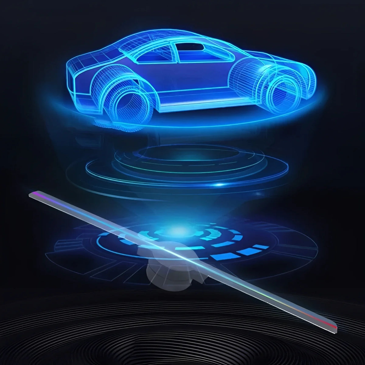 3D Hologram Fan Projector Ceiling-Mount Adjustable Brightness & Color
