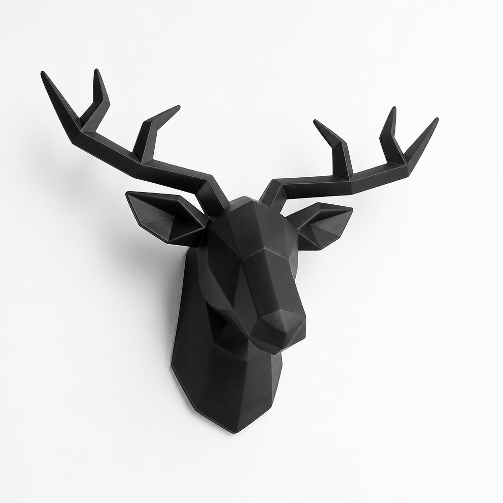 Abstract Geometric Resin Deer Head Wall Sculpture (3D)