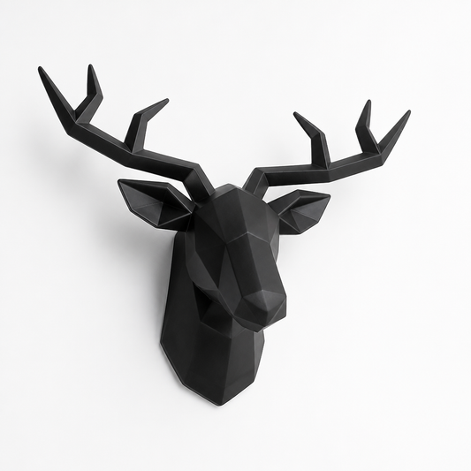 Abstract Geometric Resin Deer Head Wall Sculpture (3D)