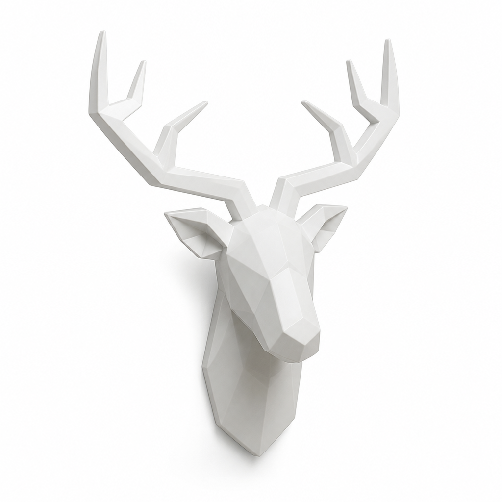 Abstract Geometric Resin Deer Head Wall Sculpture (3D)