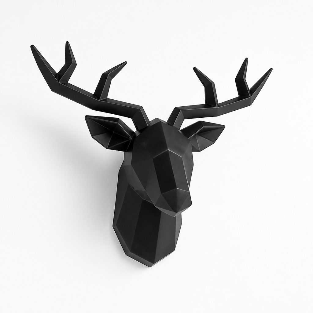 Abstract Geometric Resin Deer Head Wall Sculpture (3D)