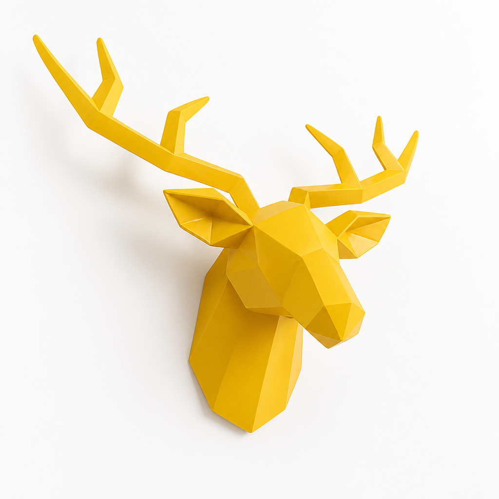 Abstract Geometric Resin Deer Head Wall Sculpture (3D)