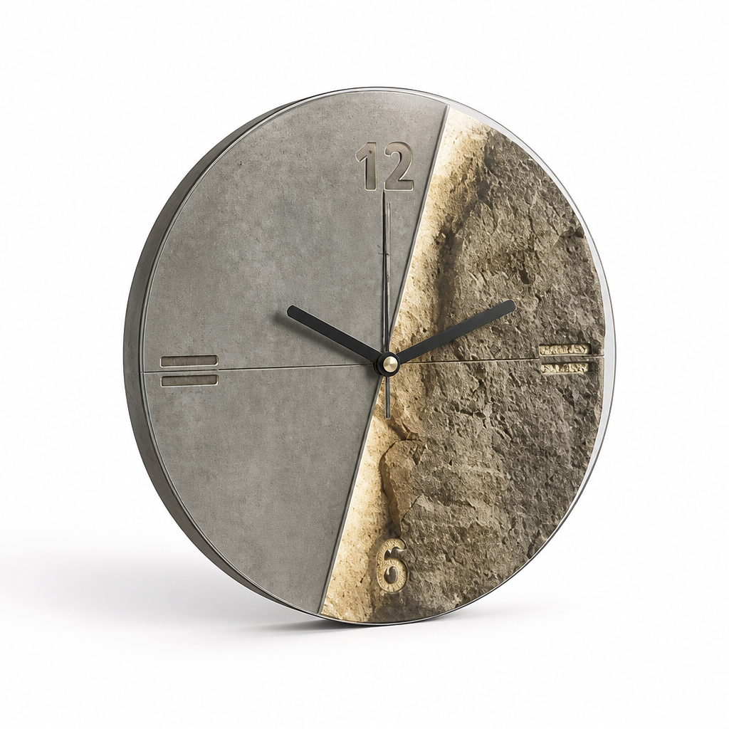 Abstract Three-Dimensional Sandstone Wall Clock with Metal Accents