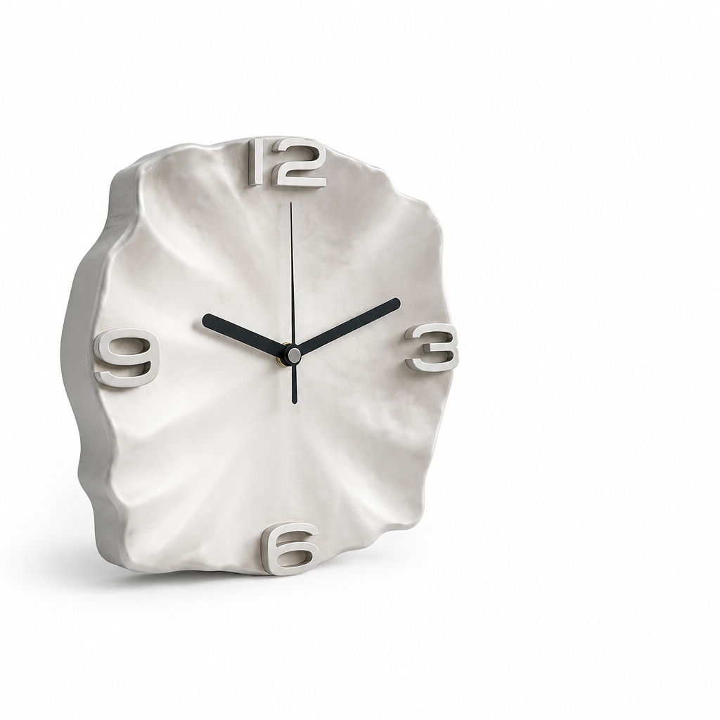 Abstract Three-Dimensional Sandstone Wall Clock with Metal Accents