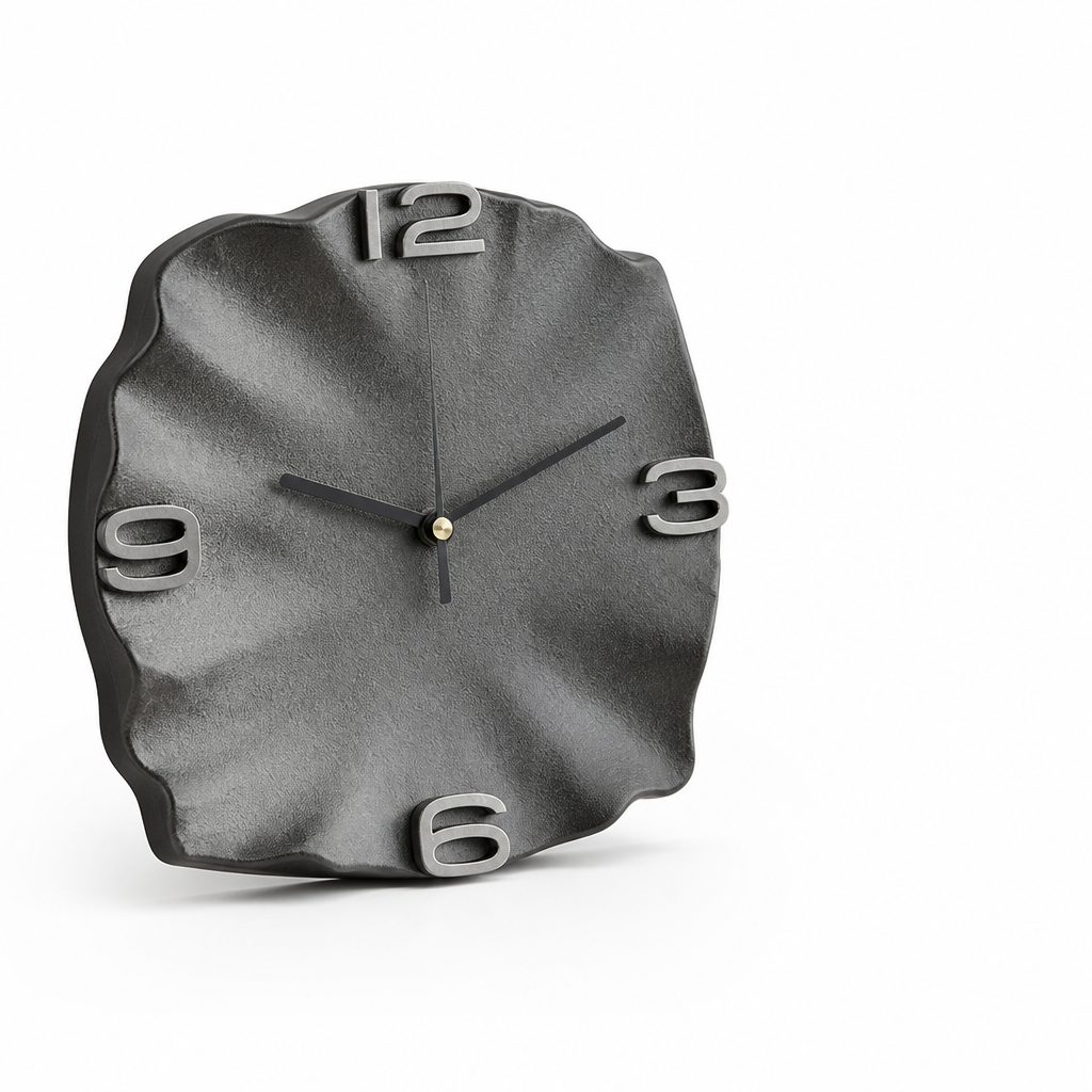 Abstract Three-Dimensional Sandstone Wall Clock with Metal Accents