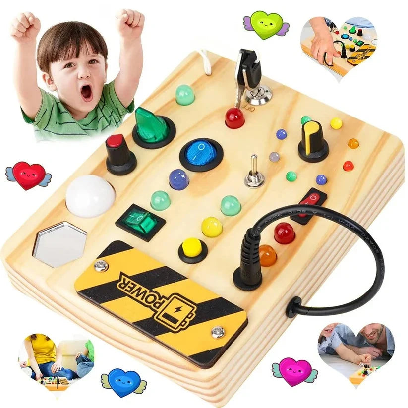 Activity Board Solid Wood LED Switches & Buttons