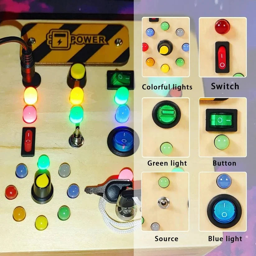 Activity Board Solid Wood LED Switches & Buttons
