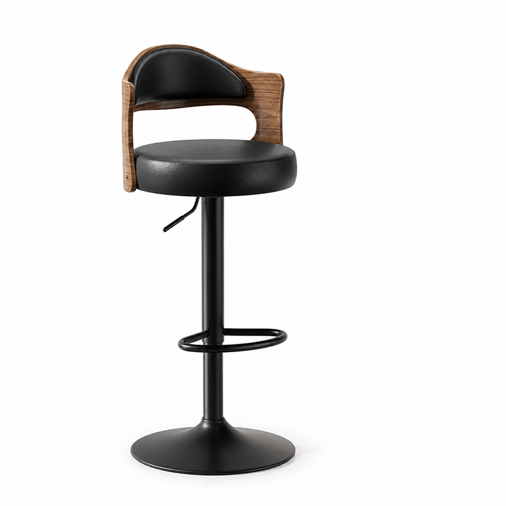 Adjustable Height Gas Lift Bar Stool With Backrest (63–83 cm)