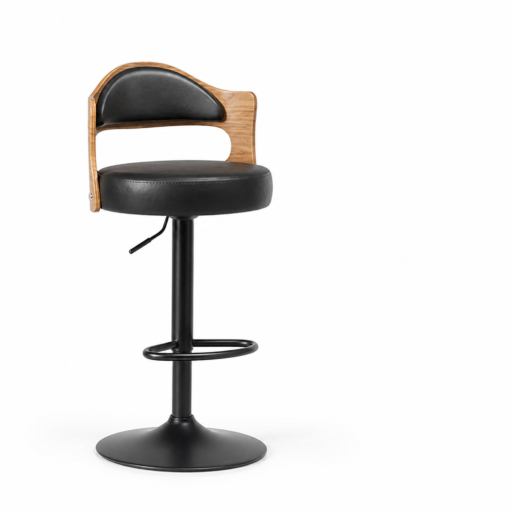 Adjustable Height Gas Lift Bar Stool With Backrest (63–83 cm)