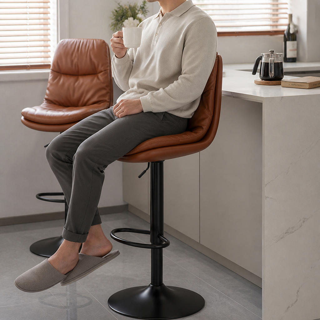 Adjustable Padded Ergonomic Swivel Bar Stool (90-120 cm)