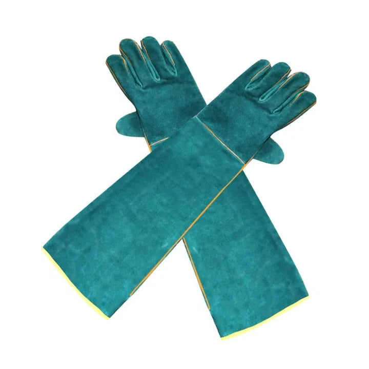 Animal Handling Gloves Bite-Resistant Cowhide Leather Forearm Protection