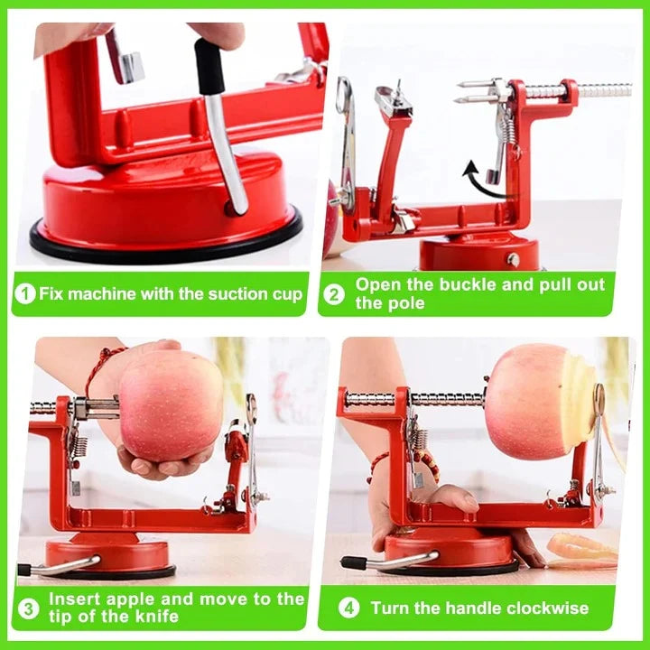 Apple Peeler 3-in-1 Stainless Steel Blades Suction Base