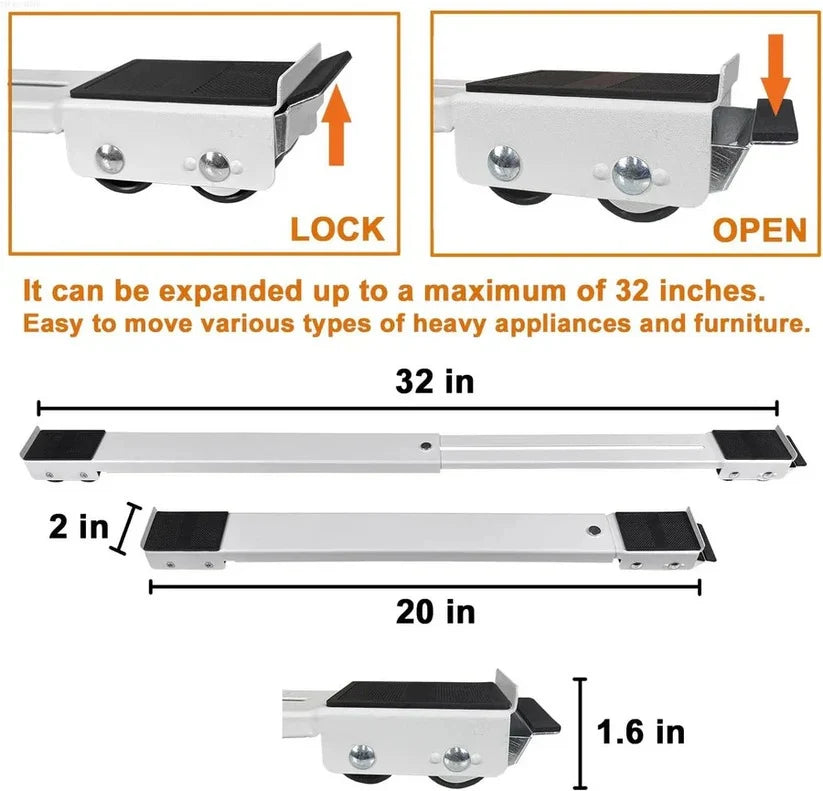 Appliance Dolly Telescoping Metal Frame Locking Wheels
