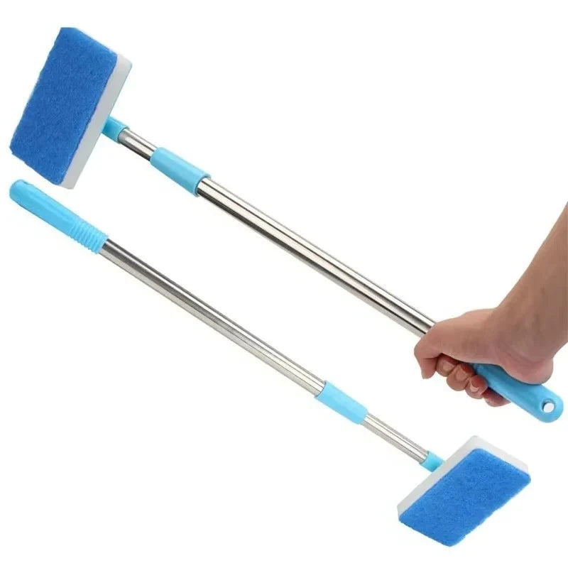 Aquarium Glass Cleaner Telescoping Handle Rotating Scrubber