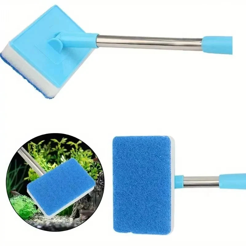 Aquarium Glass Cleaner Telescoping Handle Rotating Scrubber