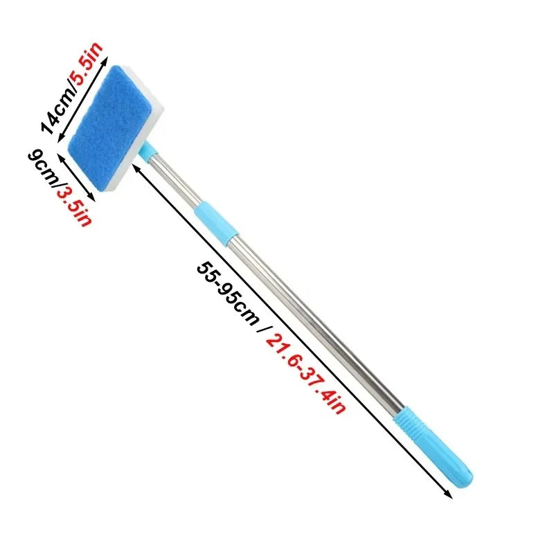Aquarium Glass Cleaner Telescoping Handle Rotating Scrubber
