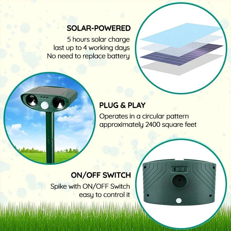 Armadillo Deterrent Motion-Activated Solar-Powered 30 Foot Range