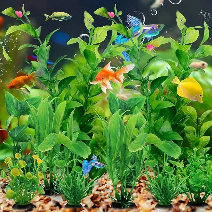 Artificial Aquarium Plants 10-Piece Soft Flexible Weighted Bases