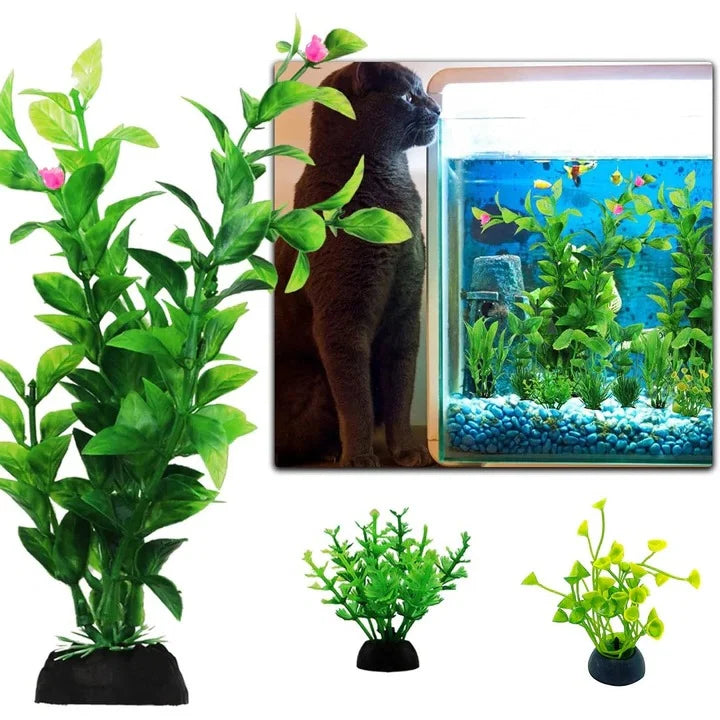 Artificial Aquarium Plants 10-Piece Soft Flexible Weighted Bases
