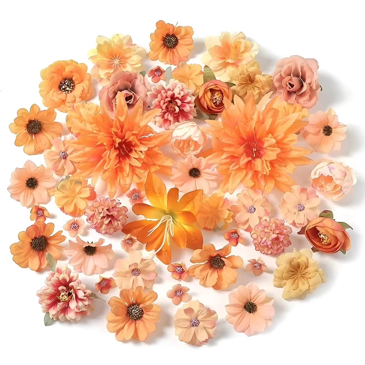 Artificial Flower Heads Silk Autumn Orange Fade Resistant