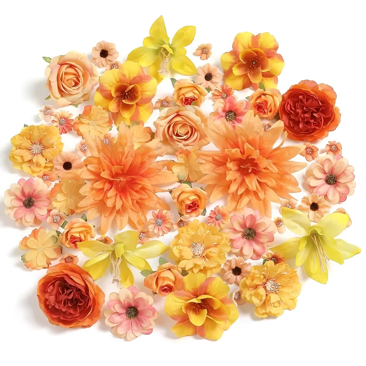 Artificial Flower Heads Silk Autumn Orange Fade Resistant
