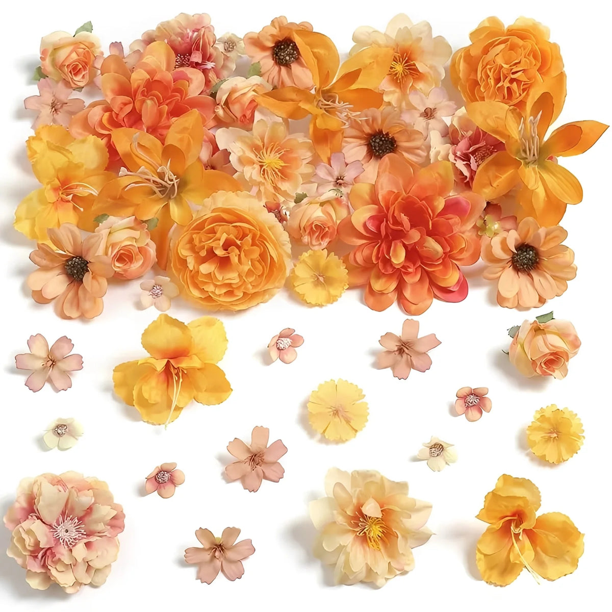 Artificial Flower Heads Silk Autumn Orange Fade Resistant